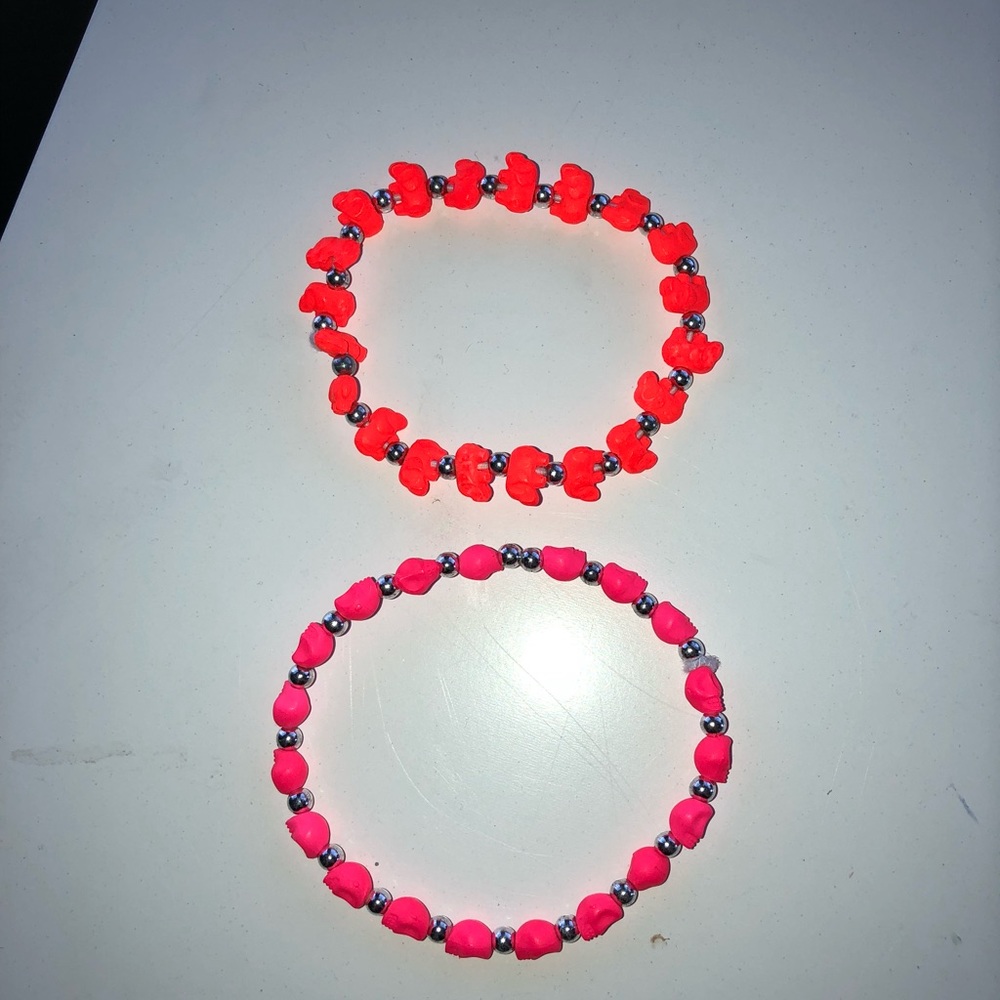 Neon Pink and Orange Bracelet Duo